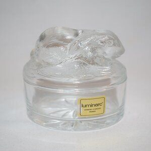 Luminarc Verrerie D'Arques France Glass Rabbit Trinket Box EUC